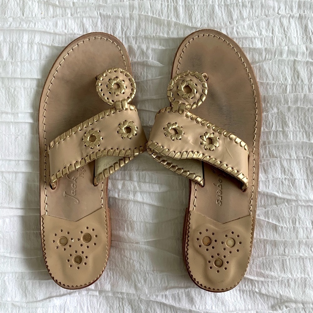 Jack Rogers Gold Leather Sandals (7M)